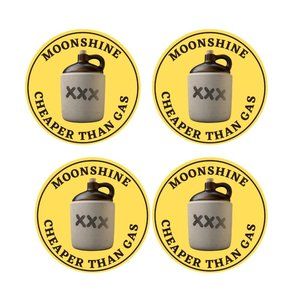 Moonshine Cheaper Than Gas Round Pulp Board Beverage Coasters Set of 4